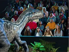  ?? Feld Production­s ?? Audience members get a close look at one of the dinosaurs in the Jurassic World Live Tour, which stops this week at PPG Paints Arena.