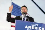  ?? ASSOCIATED PRESS ?? Republican Senate candidate J.D. Vance speaks at a rally at the Delaware County Fairground­s last month. The “Hillbilly Ellegy” author faces Democrat Tim Ryan for a U.S. Senate seat in November.