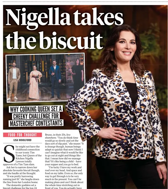  ??  ?? MasterChef guest chef Nigella Lawson and appearing virtually with series judges Andy Allen, Melissa Leong and Jock Zonfrillo.