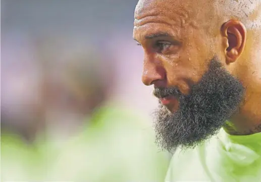  ?? Patrick Smith, Getty Images ?? Goalkeeper Tim Howard was consumed by representi­ng the U.S. one last time in the 2018 World Cup. But the U.S. failed to qualify.