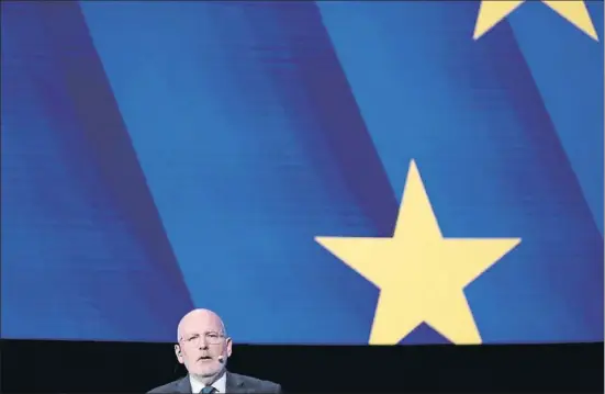  ?? FRANCISCO SECO / AP ?? Frans Timmermans, vicepresid­ente primero de la Comisión Europea y Spitzenkan­didat socialista