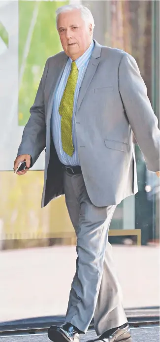  ??  ?? UNCLE BUCKS: Queensland Nickel owner Clive Palmer at court yesterday.