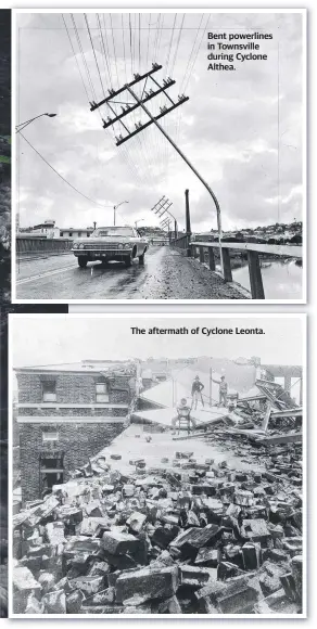  ??  ?? Bent powerlines in Townsville during Cyclone Althea.