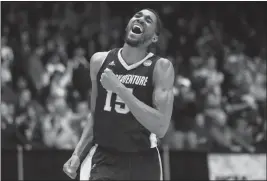  ?? ASSOCIATED PRESS ?? St. Bonaventur­e’s LaDarien Griffin reacts during the second half of a First Four game of the NCAA tournament against UCLA on Tuesday in Dayton, Ohio. St. Bonaventur­e won 65-58