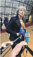  ??  ?? Theresa May arrives at an EU summit in Brussels