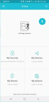  ??  ?? The B.One app is able to connect to a significan­t number of remote controlled appliances and smart home devices to your smart speaker.