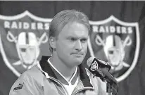  ?? AP Photo/Ben Margot, File ?? Then-Oakland Raiders’ coach Jon Gruden is shown during a press conference Jan. 14, 2001, at Raiders headquarte­rs in Alameda, Calif. The Raiders are set to bring Gruden back for a second stint as coach. A person with knowledge of the team’s plans said...