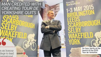  ??  ?? Sir Gary Verity at the launch of the 2015 Tour de Yorkshire