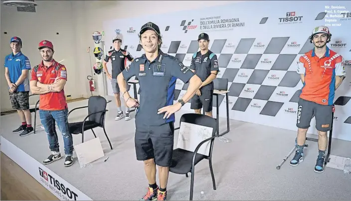  ?? FOTO: MOTOGP ?? Mir, Dovizioso, Rossi, A. Espargaró, Morbidelli y Bagnaia