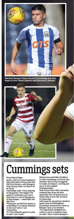  ??  ?? Wanted: Rangers have secured Cummings but also hope to lure Jones (above) and Docherty (below)