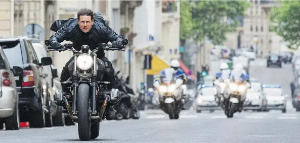  ?? PHOTOS: PARAMOUNT PICTURES ?? Tom Cruise and the gang never quit in Mission: Impossible — Fallout, a film with high-intensity suspense levels that will keep you pinned to your seat. Cruise, as always, has a helping hand from his IMF team of agents which includes, Simon Pegg, top left, Rebecca Ferguson and Ving Rhames, right.