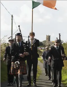  ??  ?? The colour party taking part in the St Kearns commemorat­ion