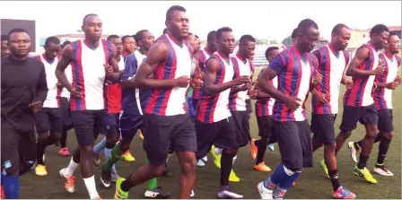  ??  ?? MFM FC at training at their Agege Stadium ahead of the new NPFL season starting this weekend