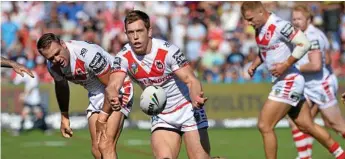  ??  ?? Dragons hooker Cameron McInnes led his side in defence with 28 tackles in their big victory over the Titans.