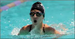  ?? BEA AHBECK/NEWS-SENTINEL ?? Avery Zicari, 11, swims during the City of Lodi Summer League meet at Tokay High in Lodi on Saturday.