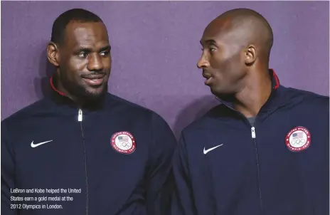  ??  ?? Lebron and Kobe helped the United States earn a gold medal at the 2012 Olympics in London.
