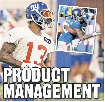  ?? Anthony J. Causi; Paul J. Bereswill ?? MATURING SUPERSTAR: Giants receiver Odell Beckham Jr., set to begin his third season in the league, is slowly becoming a true pro, according to teammate Victor Cruz, after a rocky campaign that included a one-game suspension for an altercatio­n with...