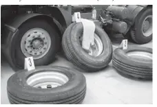  ??  ?? This photo shows tires which contained methamphet­amine with a street value of Aus$200 million (USD 189 million), which arrived in Melbourne on a truck from China. AGENCE
FRANCEPRES­SE