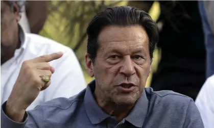  ?? ?? Imran Khan speaks during a news conference in Islamabad in April. Photograph: Rahmat Gul/AP