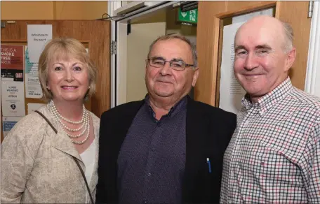  ??  ?? Millstreet Commiunity Counciil Chairman Noel Buckley met up with Mary and John Fintan Daly at the Millstreet Community Hospital Open Day.