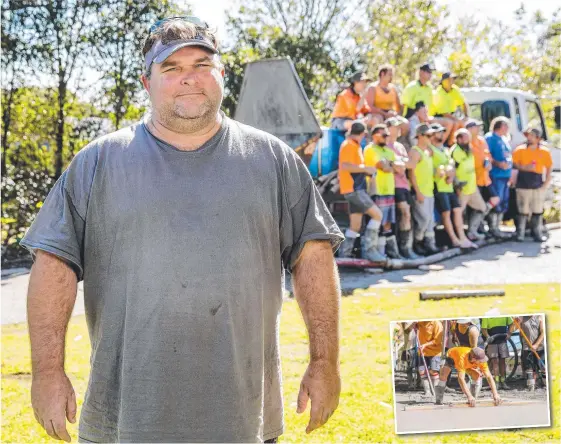 ?? Picture: JERAD WILLIAMS ?? Concreters from across southeast Queensland have poured army veteran Ash Hurley's driveway for free after hearing of his medical issues.