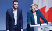  ?? (Photo AFP) ?? Jordan Bardella intronisé par Marine Le Pen.