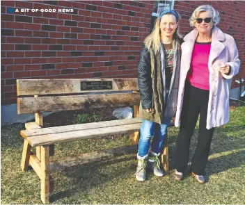  ?? [SUBMITTED] ?? Kate Simon Hendel and her mother Sonja Simon (top) were ecstatic to hear the memorial bench commemorat­ing the life of father and husband David John Simon was found in early April after having gone missing for almost three years.