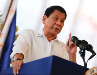  ??  ?? Philippine­s President Rodrigo Duterte.