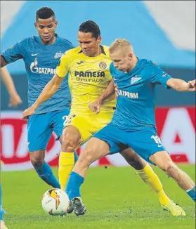  ??  ?? Bacca, en un lance del partido de la ida, jugado en Rusia, y que acabó 1-3 para el Villarreal F: AP