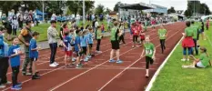  ?? Foto: Andrea Kindig ?? Nach der langen Pause war die Landkreism­eisterscha­ft der Kinderleic­htathletik ein echtes Highlight für Kinder und Zuschauer.