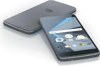  ??  ?? BlackBerry has released a new mid-range touchscree­n Android smartphone, the DTEK50.