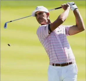  ?? Andy Lyons / Getty Images ?? Billy Horschel plays a shot on the 17th hole during the third round of the Memorial Tournament at Muirfield Village Golf Club on Saturday in Dublin, Ohio.