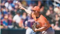  ?? GERALD HERBERT/AP ?? Orioles relief pitcher Jacob Webb is competing for one of the final spots in the bullpen.