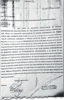  ??  ?? Facsímil de la providenci­a firmada por el juez penal de Garantías José Agustín Delmás, el pasado 20 de abril.