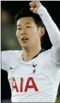  ??  ?? NICE ONE SON: Korean celebrates Spurs’ opener
