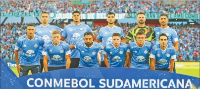  ?? PRENSA BELGRANO ?? BELGRANO. El equipo inicial que enfrentó a Inter en la Sudamerica­na, con los locales Moreno, Troilo, Meriano, Chicco, Suárez, Lucco y Longo.