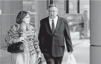  ?? Godofredo A. Vasquez / Houston Chronicle ?? Patti Stockman, wife of former U.S. Rep. Steve Stockman, was in court when he was found guilty of corruption Thursday. He was immediatel­y taken into custody, with sentencing set for Aug. 17.