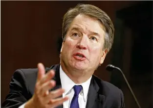  ?? MICHAEL REYNOLDS/ POOL/GETTY IMAGES ?? Judge Brett Kavanaugh’s temperamen­t and credibilit­y became flashpoint­s Tuesday in the battle over his Supreme Court nomination, with Democrats pointing to his at times testy and emotional performanc­e at last week’s Senate hearing.