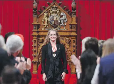  ?? SEAN KILPATRICK / THE CANADIAN PRESS ?? Julie Payette was installed as Canada’s 29th Governor General in the Senate chamber in Ottawa Monday.