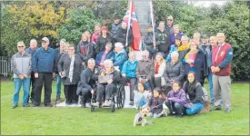  ??  ?? The Englebrets­en contingent pose at the Norsewood War Memorial.