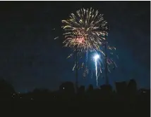  ?? JESSE WRIGHT/DAILY SOUTHTOWN ?? The Orland Park fireworks were shot to a higher altitude in 2020 so people who wanted to watch from home because of the pandemic would be able to better see them. This year’s show is July 4.