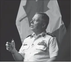  ?? Canadian Press photo ?? Gen. Jonathan Vance speaks during a press conference on the Joint Suicide Prevention Strategy in Ottawa in this 2017 file photo. A sharp drop in Americans willing to sign up for their country's armed forces is a recruiting problem Canadian military...