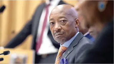  ?? PICTURE: OUPA MOKOENA ?? DAMAGE CONTROL: Commission­er Tom Moyane during a media briefing on KPMG’s report.