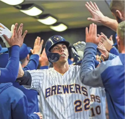  ?? BENNY SIEU / USA TODAY SPORTS ?? Christian Yelich is in the prime of his career at age 29 and committed to the Brewers through the 2028 season.