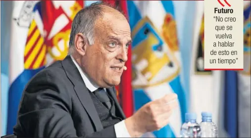  ??  ?? Javier Tebas, presidente de LaLiga, durante la comparecen­cia de prensa celebrada ayer.