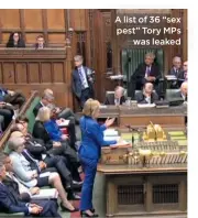  ??  ?? A list of 36 “sex pest” Tory MPS was leaked