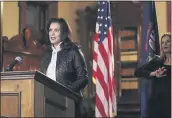  ?? MICHIGAN OFFICE OF THE GOVERNOR ?? Michigan Gov. Gretchen Whitmer addresses the state during a speech in Lansing, Mich.