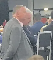 ??  ?? Bridgend AM Carwyn Jones looked on as the votes are counted
