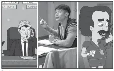  ??  ?? From left to right: Todd Chavez in BoJack Horseman (Netflix); Manny Jacinto as Jason Mendoza on The Good Place (Ron Batzdorff/NBC) and Coach Steve in Big Mouth (Netflix).
