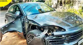  ?? ?? The damaged Porsche that mowed down two migrant workers